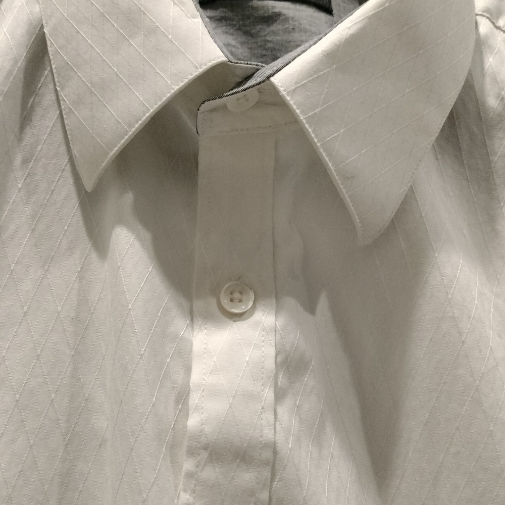 Men's Zagiri White Button Up Long Sleeve Dress Shirt Inside Grey Cuffs Large - Picture 2 of 6